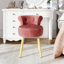 Velvet Vanity Chair with Back Upholstered Vanity Stool with Tufted Low Back and Solid Wood Legs by LJGDeals