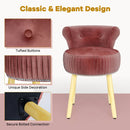 Velvet Vanity Chair with Back Upholstered Vanity Stool with Tufted Low Back and Solid Wood Legs by LJGDeals