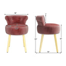 Velvet Vanity Chair with Back Upholstered Vanity Stool with Tufted Low Back and Solid Wood Legs by LJGDeals