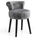 Velvet Vanity Chair with Back Upholstered Vanity Stool with Tufted Low Back and Solid Wood Legs by LJGDeals
