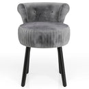 Velvet Vanity Chair with Back Upholstered Vanity Stool with Tufted Low Back and Solid Wood Legs by LJGDeals