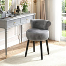 Velvet Vanity Chair with Back Upholstered Vanity Stool with Tufted Low Back and Solid Wood Legs by LJGDeals