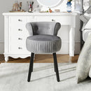 Velvet Vanity Chair with Back Upholstered Vanity Stool with Tufted Low Back and Solid Wood Legs by LJGDeals
