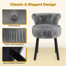 Velvet Vanity Chair with Back Upholstered Vanity Stool with Tufted Low Back and Solid Wood Legs by LJGDeals