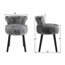 Velvet Vanity Chair with Back Upholstered Vanity Stool with Tufted Low Back and Solid Wood Legs by LJGDeals
