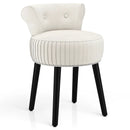Velvet Vanity Chair with Back Upholstered Vanity Stool with Tufted Low Back and Solid Wood Legs by LJGDeals