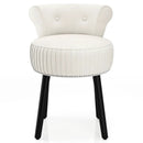 Velvet Vanity Chair with Back Upholstered Vanity Stool with Tufted Low Back and Solid Wood Legs by LJGDeals