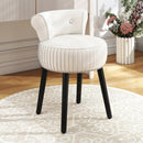 Velvet Vanity Chair with Back Upholstered Vanity Stool with Tufted Low Back and Solid Wood Legs by LJGDeals