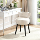 Velvet Vanity Chair with Back Upholstered Vanity Stool with Tufted Low Back and Solid Wood Legs by LJGDeals
