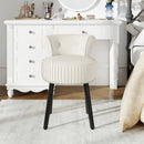 Velvet Vanity Chair with Back Upholstered Vanity Stool with Tufted Low Back and Solid Wood Legs by LJGDeals