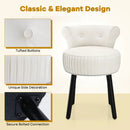 Velvet Vanity Chair with Back Upholstered Vanity Stool with Tufted Low Back and Solid Wood Legs by LJGDeals
