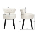 Velvet Vanity Chair with Back Upholstered Vanity Stool with Tufted Low Back and Solid Wood Legs by LJGDeals