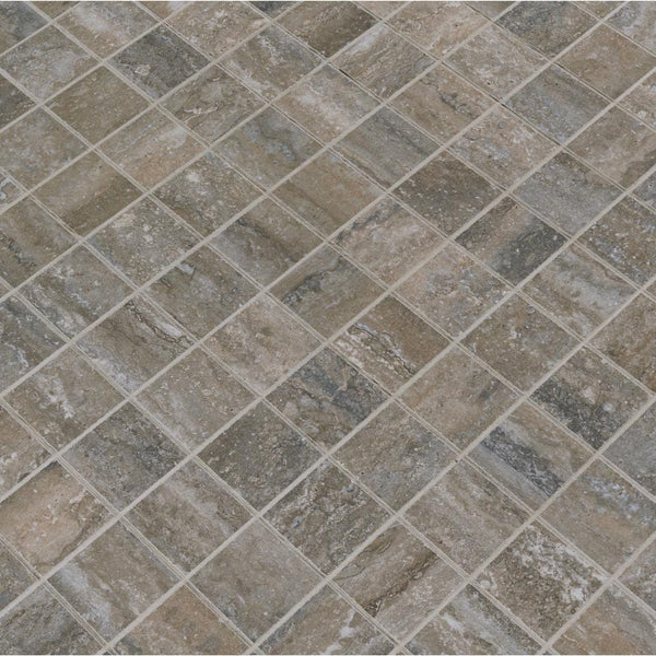 MSI Veneto Noce Matte Porcelain Mosaic Wall and Floor Tile 2"x2", angled view