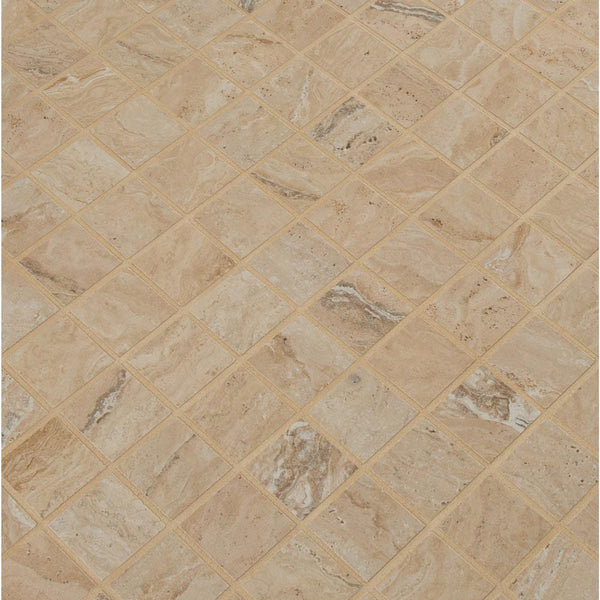MSI Veneto Sand Matte Porcelain Mosaic Wall and Floor Tile 2"x2", angled view