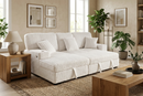 Venice Ivory Corduroy Storage Sleeper Sectional w/ Dual Cupholders & USB Ports by Ornate Furniture