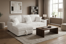 Venice Ivory Corduroy Storage Sleeper Sectional w/ Dual Cupholders & USB Ports by Ornate Furniture