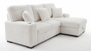 Venice Ivory Corduroy Storage Sleeper Sectional w/ Dual Cupholders & USB Ports by Ornate Furniture
