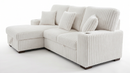 Venice Ivory Corduroy Storage Sleeper Sectional w/ Dual Cupholders & USB Ports by Ornate Furniture