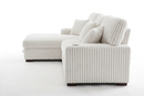Venice Ivory Corduroy Storage Sleeper Sectional w/ Dual Cupholders & USB Ports by Ornate Furniture