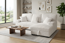 Venice Ivory Corduroy Storage Sleeper Sectional w/ Dual Cupholders & USB Ports by Ornate Furniture