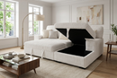 Venice Ivory Corduroy Storage Sleeper Sectional w/ Dual Cupholders & USB Ports by Ornate Furniture