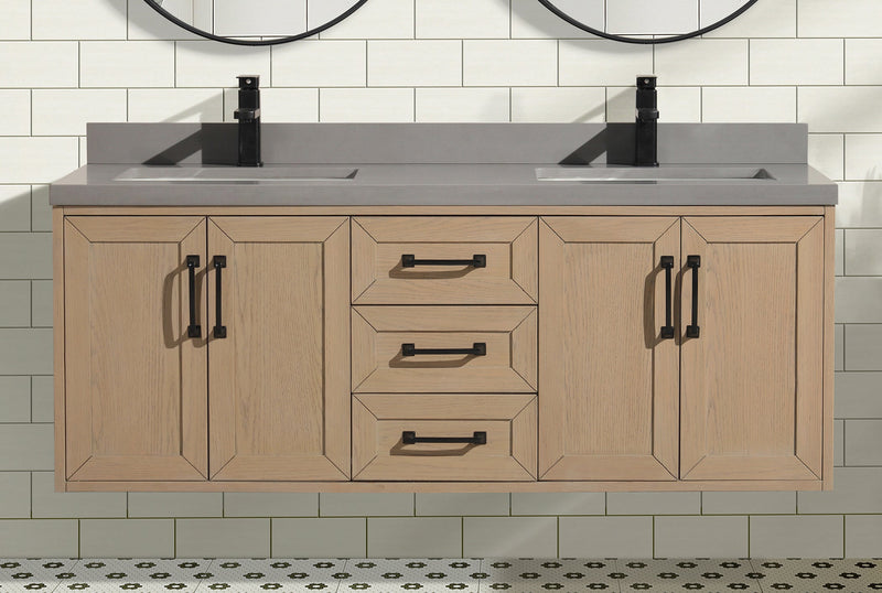 Venice 55" Floating Bathroom Vanity Oak Gray