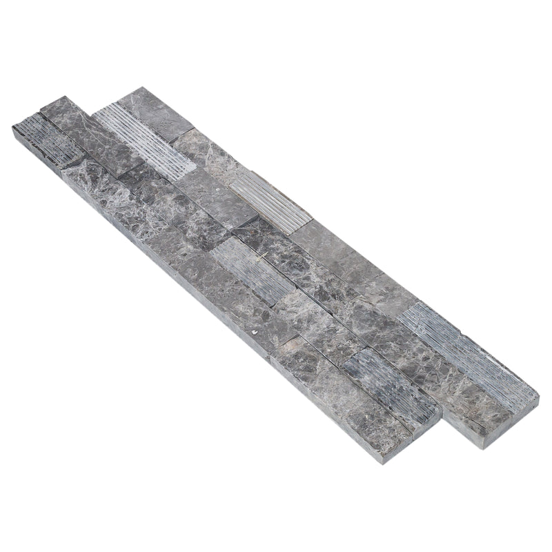 Ventana Gray Ledger 3D Panel 6"x24" Multi Surface Natural Marble Wall Tile