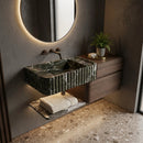 Verde Antico Green Marble Rectangular Wall Mount Fluted Bathroom Sink