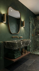 Verde Antico Green Marble Rectangular Wall Mount Fluted Bathroom Sink