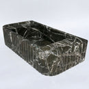 Verde Antico Marble Rectangular Wall-Mount Fluted Bathroom Sink 25x13 by GobekDesign