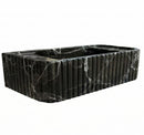 Verde Antico Marble Rectangular Wall-Mount Fluted Bathroom Sink 25x13 by GobekDesign