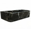 Verde Antico Green Marble Rectangular Wall Mount Fluted Bathroom Sink