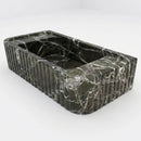 Verde Antico Green Marble Rectangular Wall Mount Fluted Bathroom Sink