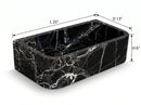 Custom Black Natural Marble Bathroom Wall Mount Sink Rectangular Vessel