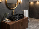 Custom Black Natural Marble Bathroom Wall Mount Sink Rectangular Vessel