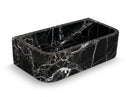 Custom Black Natural Marble Bathroom Wall Mount Sink Rectangular Vessel