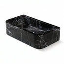 Green marble rectangular basin on a white background