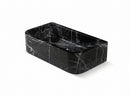 Verde Antico marble rectangular basin on a white background