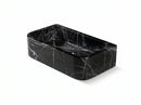 Custom Black Natural Marble Bathroom Wall Mount Sink Rectangular Vessel