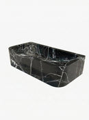 Green marble rectangular basin on a white background