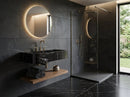 Custom Black Natural Marble Bathroom Wall Mount Sink Rectangular Vessel