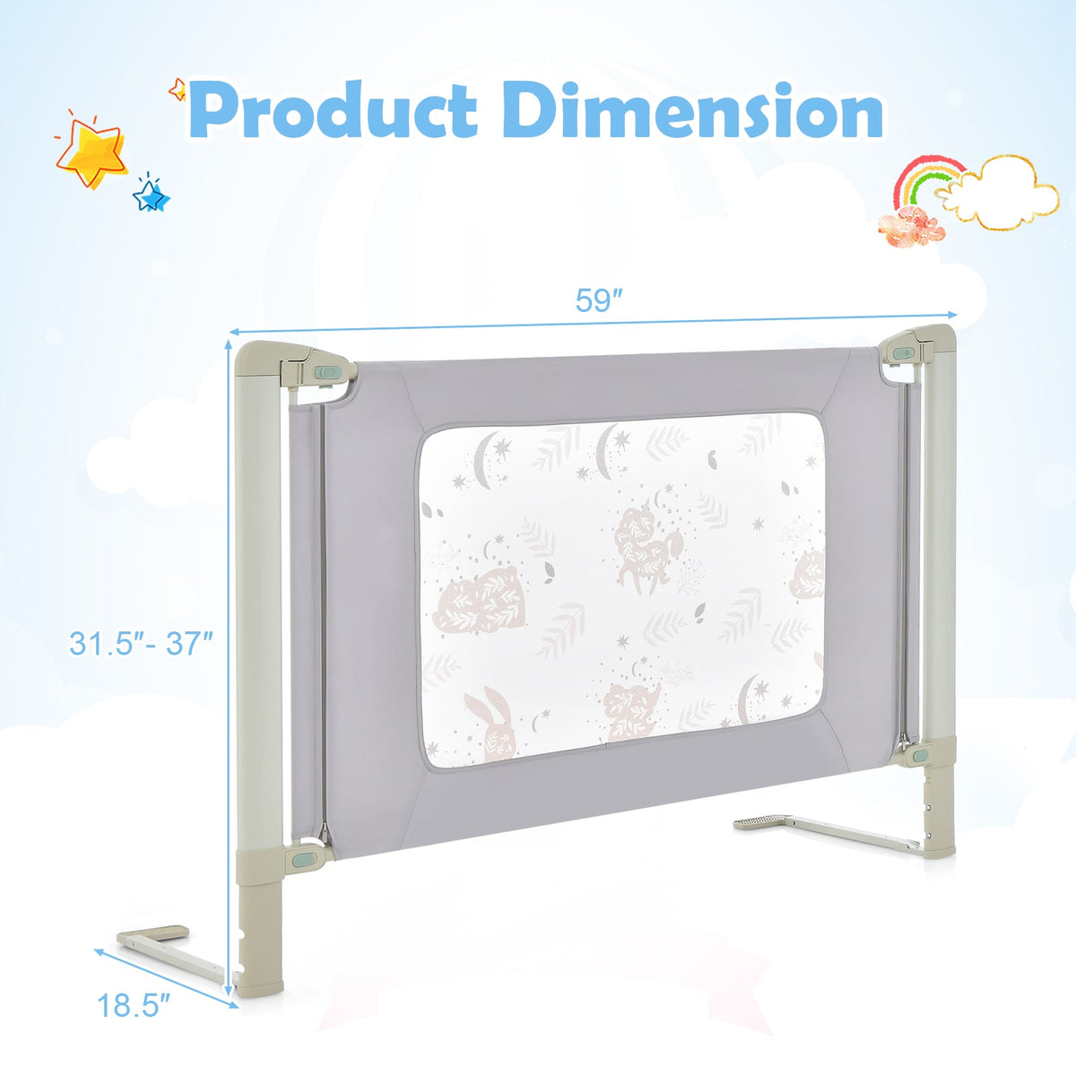 Vertical Lifting Bed Rail for Toddlers with Double Lock-59 inch, photo 4 of 8