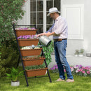 5-Tier Vertical Raised Garden Bed with Wheels and Container Boxes-Brown by LJGDeals