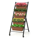 5-Tier Vertical Raised Garden Bed with Wheels and Container Boxes-Brown by LJGDeals