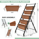 5-Tier Vertical Raised Garden Bed with Wheels and Container Boxes-Brown by LJGDeals