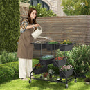 Vertical Raised Garden Bed with 7 Planter Boxes and Storage Baskets-Black by LJGDeals