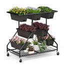 Vertical Raised Garden Bed with 7 Planter Boxes and Storage Baskets-Black by LJGDeals