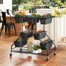 Vertical Raised Garden Bed with 7 Planter Boxes and Storage Baskets-Black by LJGDeals