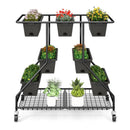 Vertical Raised Garden Bed with 7 Planter Boxes and Storage Baskets-Black by LJGDeals