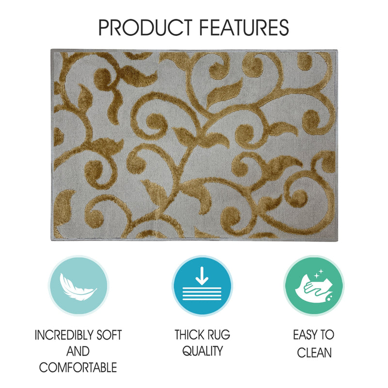 Sussex Home, Landing Rug, Slip Resistant Indoor Carpets Includes Adhesive Tape 2' x 3'-Floral Collection |Beige